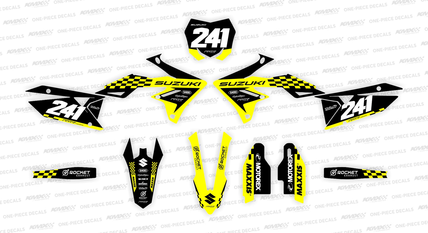 CHECKERS YELLOW Suzuki Graphics Kit