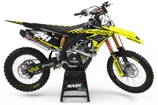 CHECKERS YELLOW Suzuki Graphics Kit